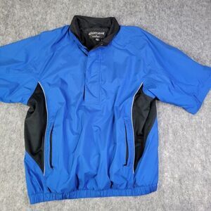 FootJoy DryJoys Men Golf Jacket L Blue Black Short Sleeve Windbreaker quarter zi